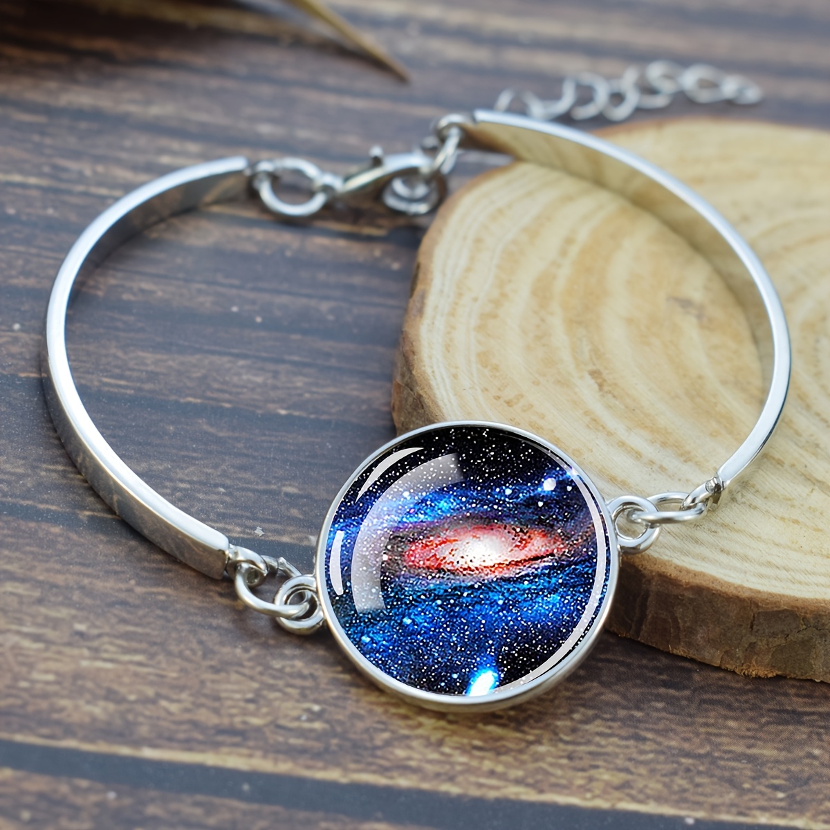 Galaxy Nebula Dome Pendant Bracelet for Men and Women, Adjustable